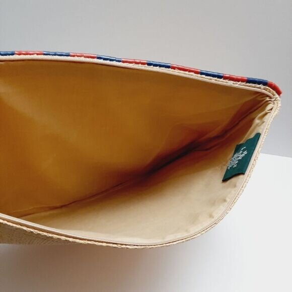 RALPH LAUREN 100% Raffia Envelope Boho Purse Beaded Edge Bag Natural - Picture 10 of 14